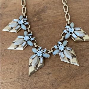 Jcrew gold statement necklace w Crystal/taupe gems